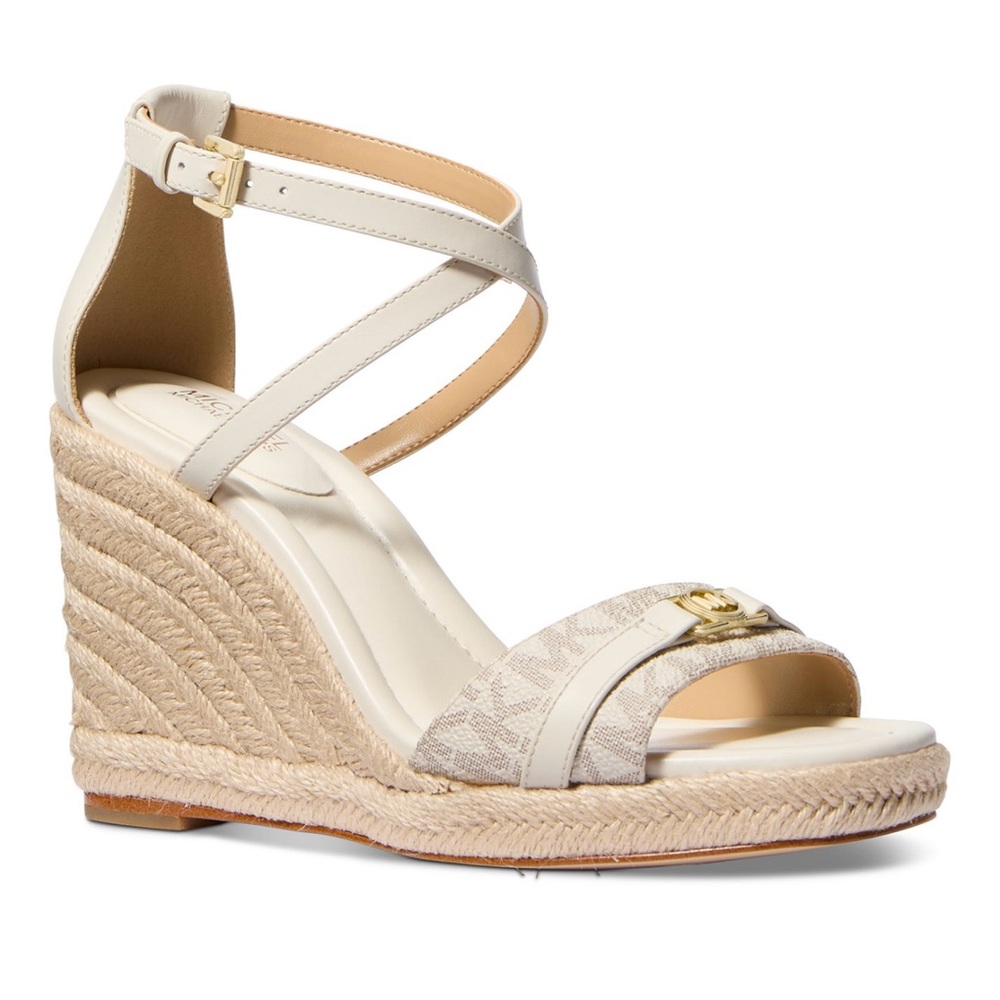 Michael Kors Cream and Tan Wedge Sandals